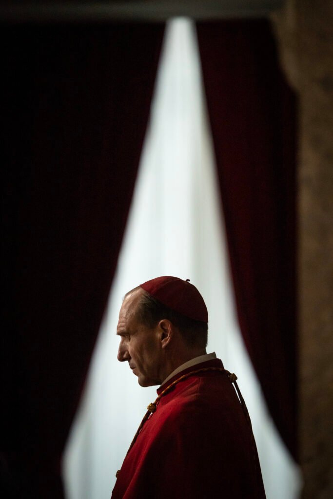 Ralph Fiennes stars as Cardinal Lawrence in director Edward Berger's CONCLAVE, a Focus Features release. Credit: Courtesy of Focus Features. © 2024 All Rights Reserved.